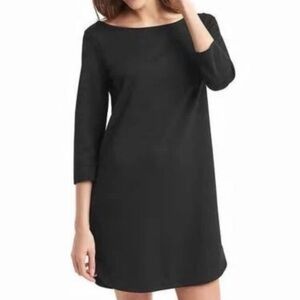 Gap Black Shift Dress 3/4 Sleeve Boatneck Knee Length Stretch Women S